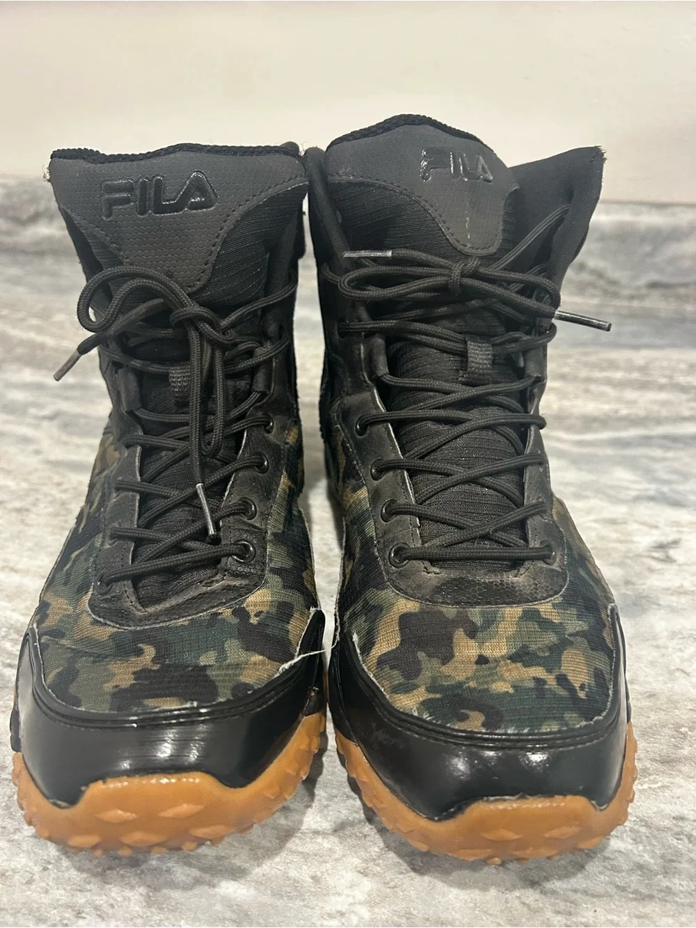 Fila Men’s Black & Green Camo High-Top Boot